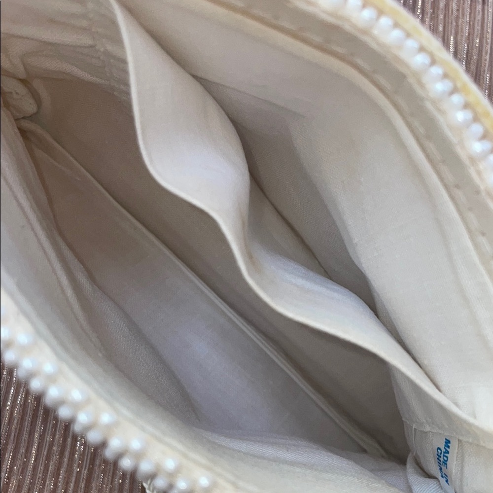 White Textured Clutch with Flap Closure - Picture 9 of 9